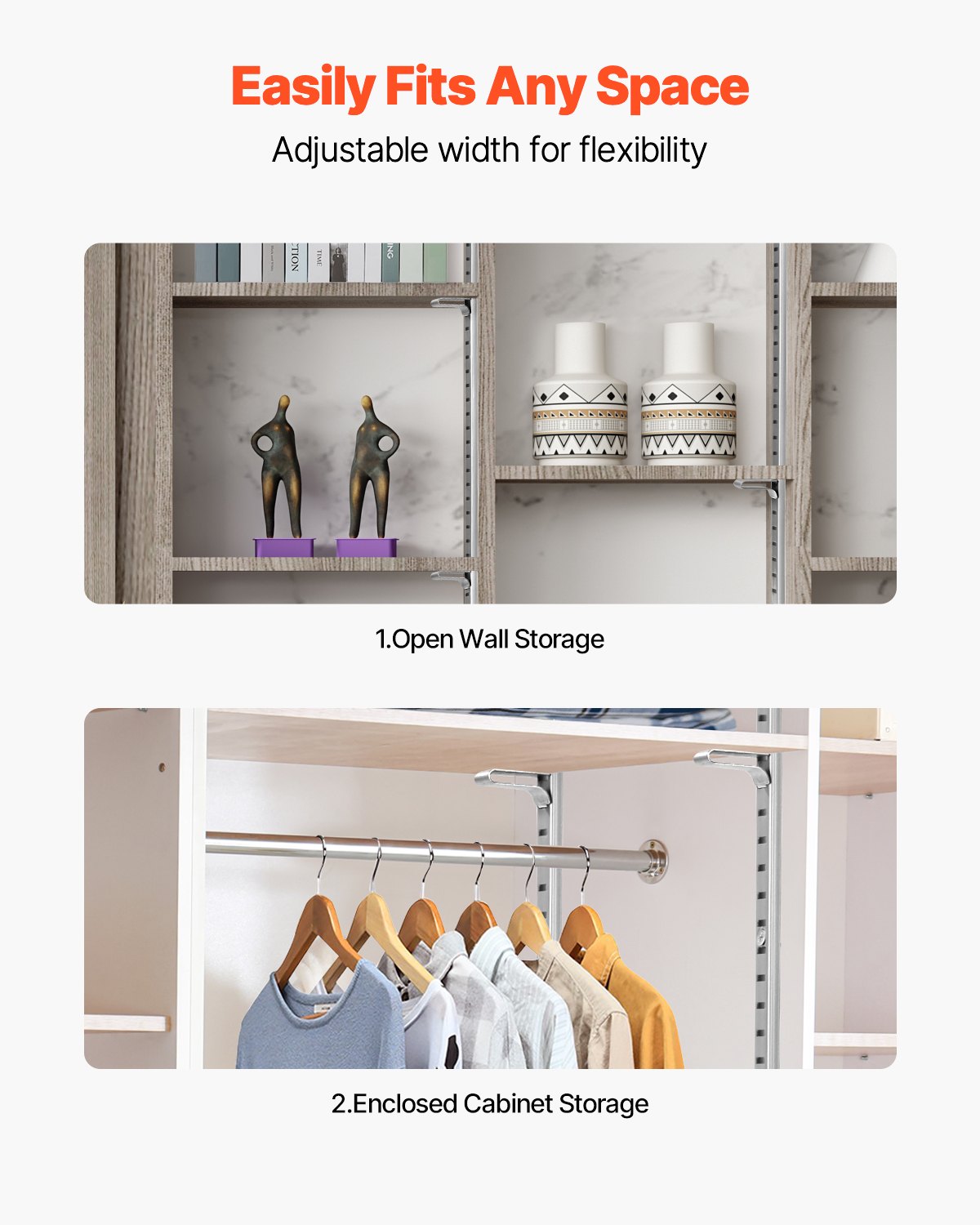 VEVOR Shelf Pilaster, 36.3-inch 6 Pack, Adjustable Shelf Brackets Steel Mortise Mount Pilaster Strip Standards with 24 Screws, Suitable for Wall Shelving System Cabinet Closet Organization