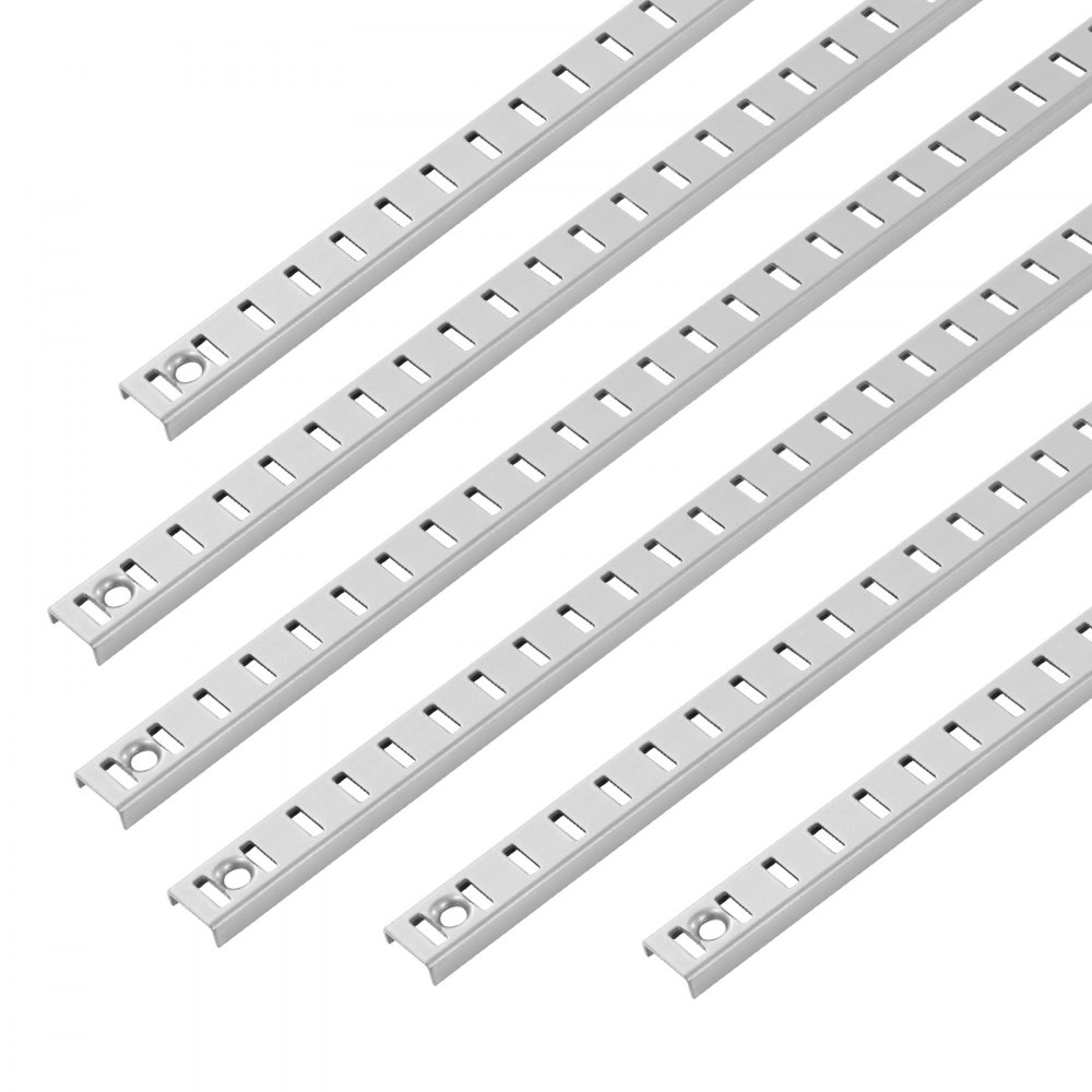 VEVOR Shelf Pilaster, 36.3-inch 8 Pack, Adjustable Shelf Brackets Steel Mortise Mount Pilaster Strip Standards with 32 Screws, Suitable for Wall Shelving System Cabinet Closet Organization