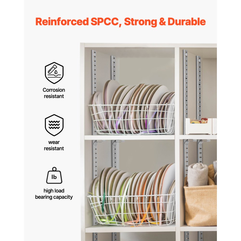 VEVOR Shelf Pilaster, 36.3-inch 8 Pack, Adjustable Shelf Brackets Steel Mortise Mount Pilaster Strip Standards with 32 Screws, Suitable for Wall Shelving System Cabinet Closet Organization