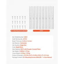 VEVOR Shelf Track 36.3-inch 8 Pack Adjustable Steel Wall Mounted Shelf Pilaster