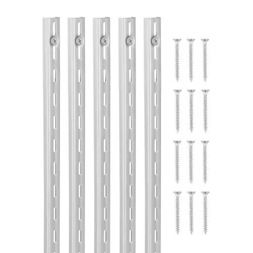 VEVOR Shelf Pilaster, 39-inch 10 Pack, Upright Wall Shelving System, Heavy Duty Support System Single Slot Shelf Rails, 40 Screws Included, Suitable for Cabinet Closet Organization Storage, Silver