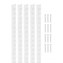 VEVOR Shelf Pilaster, 60-inch 5 Pack, Dual Track Upright Wall Shelving System, Heavy Duty Support System Twin Slot Shelf Rails, 25 Screws, Suitable for Cabinet Closet Organization Storage, Silver