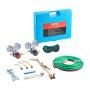 Kit de soplete de oxígeno y acetileno VEVOR, soplete de corte para soldadura a gas, 14 piezas portátiles para soldadura fuerte con oxiacetileno, manguera doble de 450 mm, boquilla de corte, 3 puntas de soldadura y estuche de transporte (sin cilindro de gas).