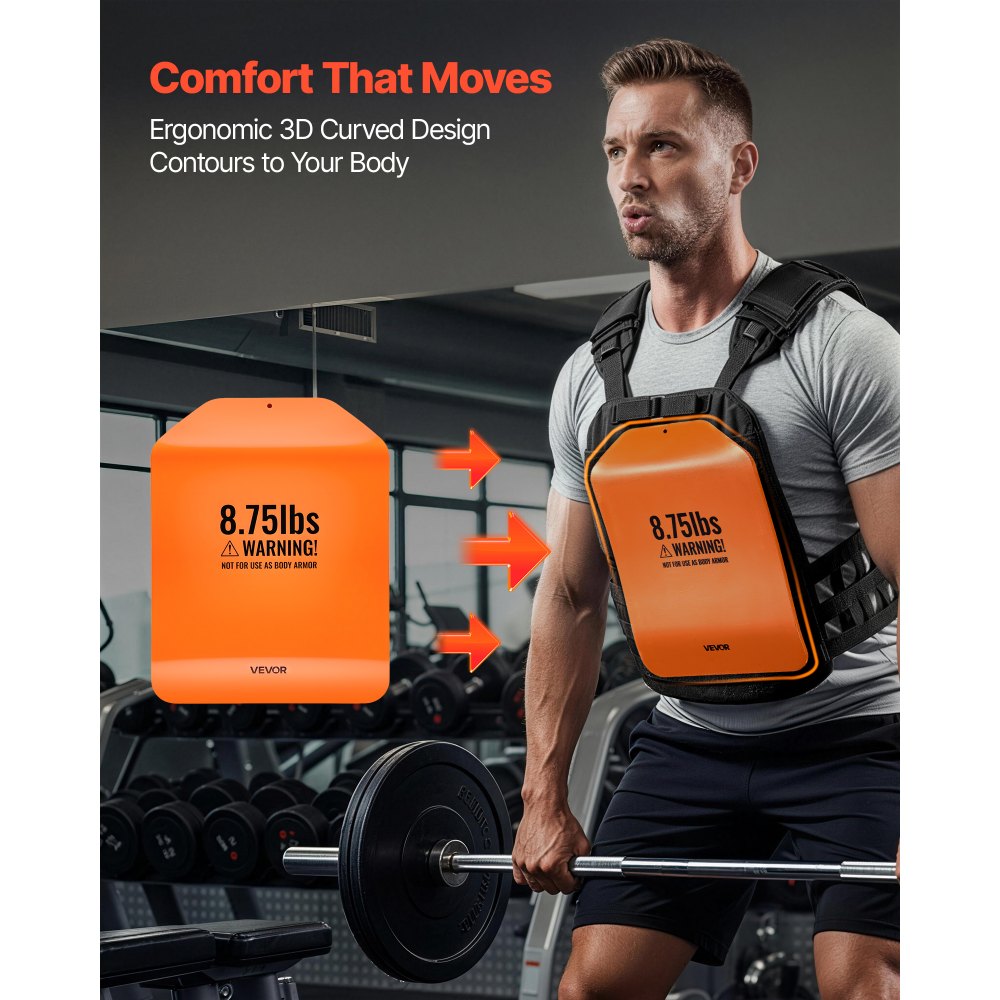 VEVOR Curved Weight Vest Plates, 4 kg Pairs, Premium Steel Tactical Weighted Plates for Vest, Ergonomic Design, for Strength Endurance Training, Running, Jogging, Fitness, Heavy Workouts