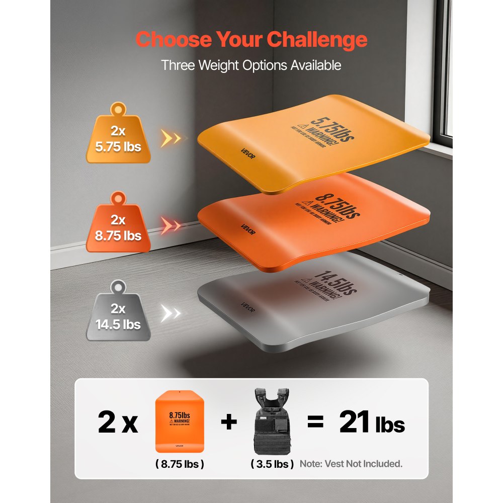 VEVOR Curved Weight Vest Plates, 4 kg Pairs, Premium Steel Tactical Weighted Plates for Vest, Ergonomic Design, for Strength Endurance Training, Running, Jogging, Fitness, Heavy Workouts