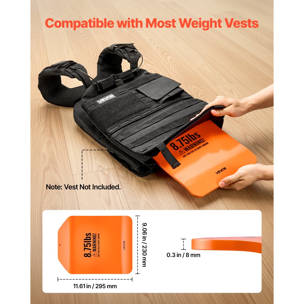 VEVOR Curved Weight Vest Plates, 8.75 LB Pairs, Premium Steel Tactical Weighted Plates for Vest, Ergonomic Design, for Strength Endurance Training, Running, Jogging, Fitness, Heavy Workouts