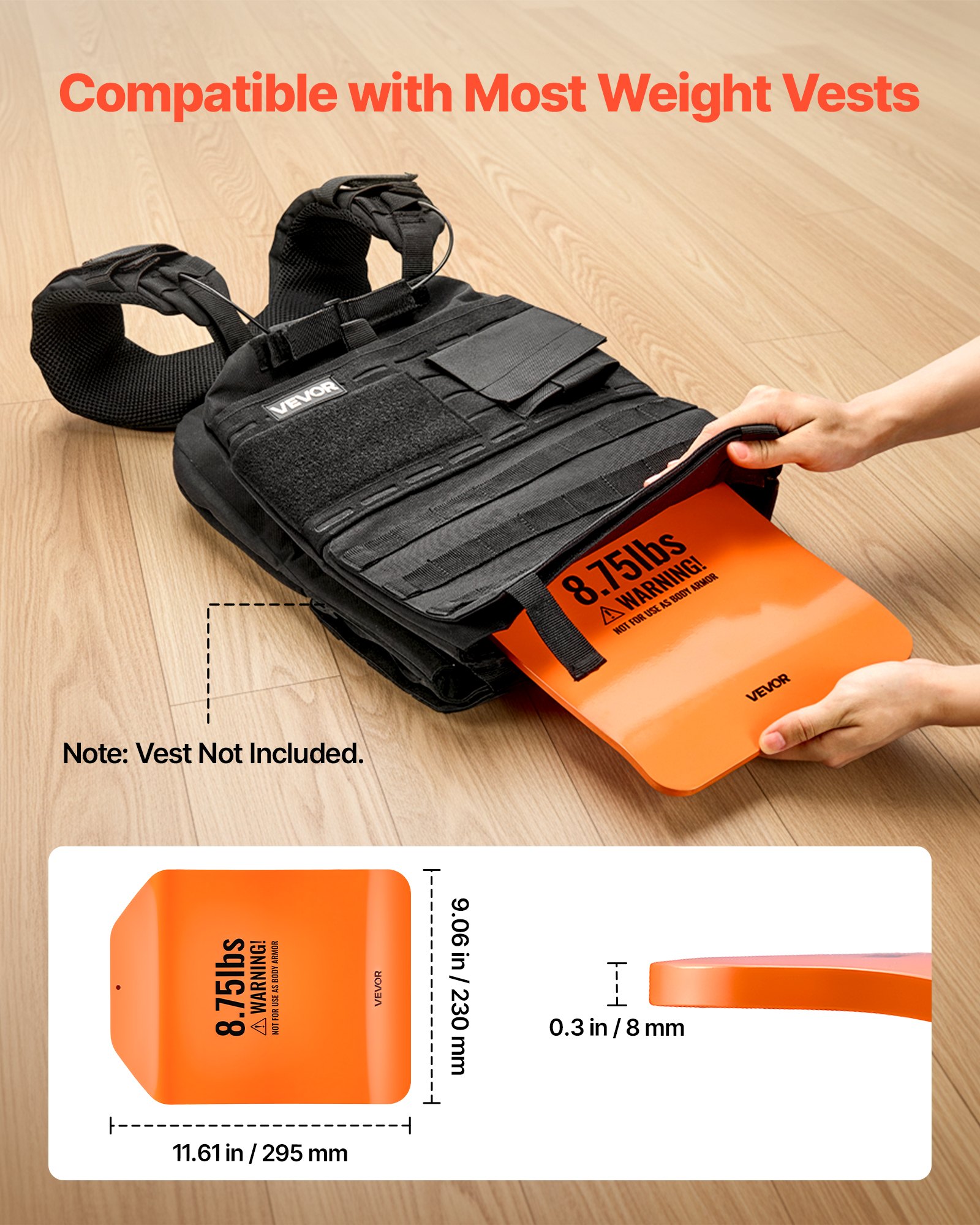 VEVOR Curved Weight Vest Plates, 4 kg Pairs, Premium Steel Tactical Weighted Plates for Vest, Ergonomic Design, for Strength Endurance Training, Running, Jogging, Fitness, Heavy Workouts