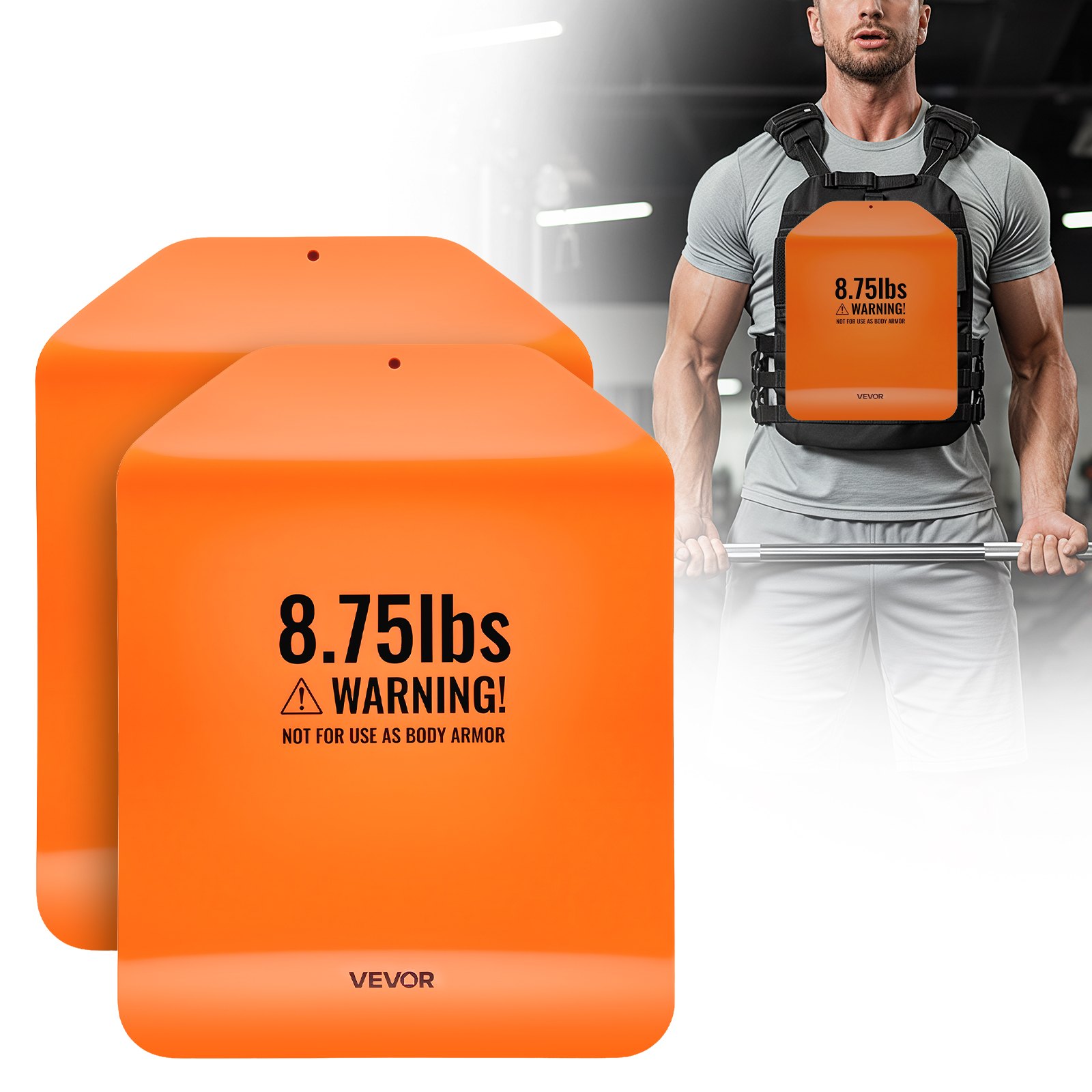 VEVOR Curved Weight Vest Plates, 8.75 LB Pairs, Premium Steel Tactical Weighted Plates for Vest, Ergonomic Design, for Strength Endurance Training, Running, Jogging, Fitness, Heavy Workouts