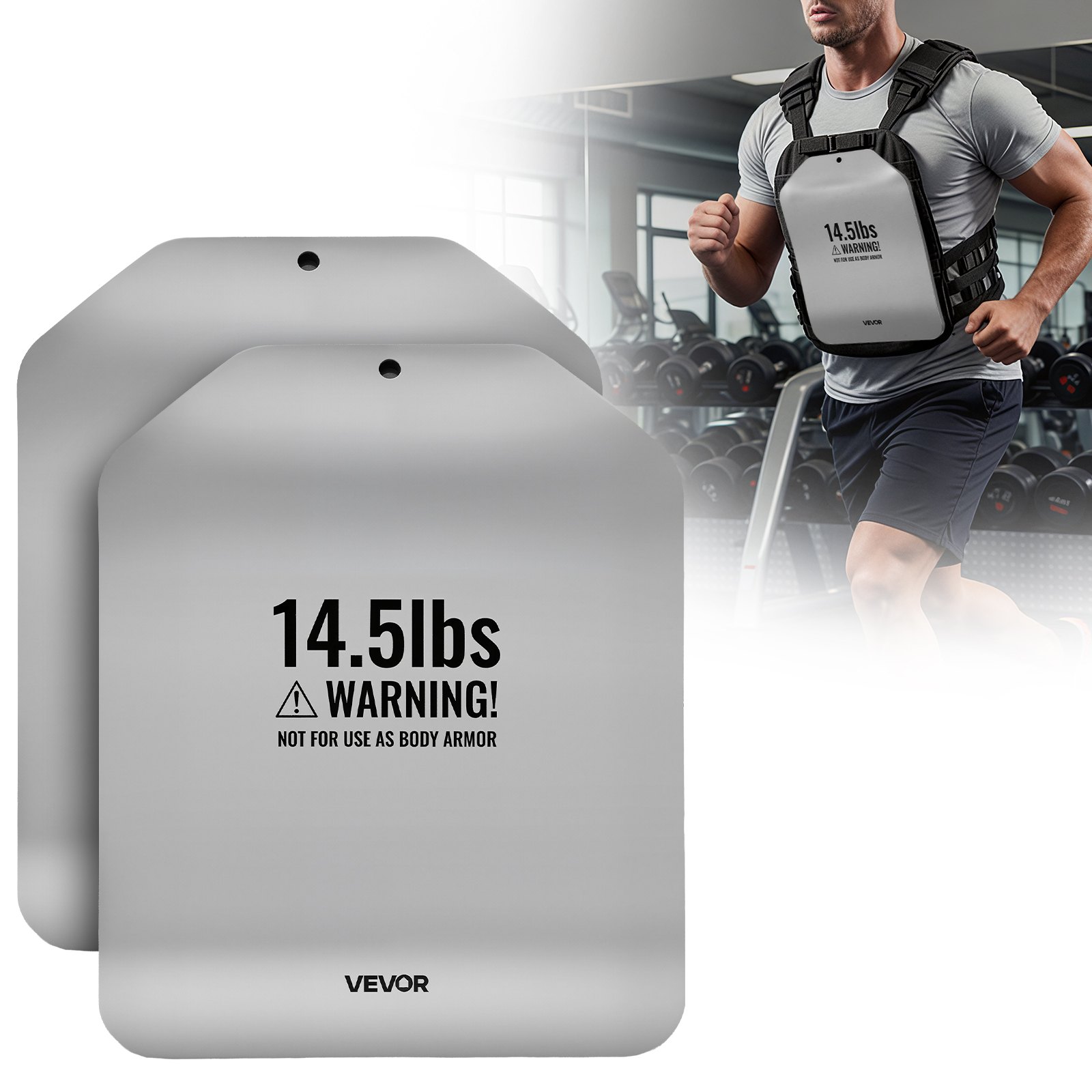 VEVOR Curved Weight Vest Plates, 6.6 kg Pairs, Premium Steel Tactical Weighted Plates for Vest, Ergonomic Design, for Strength Endurance Training, Running, Jogging, Fitness, Heavy Workouts