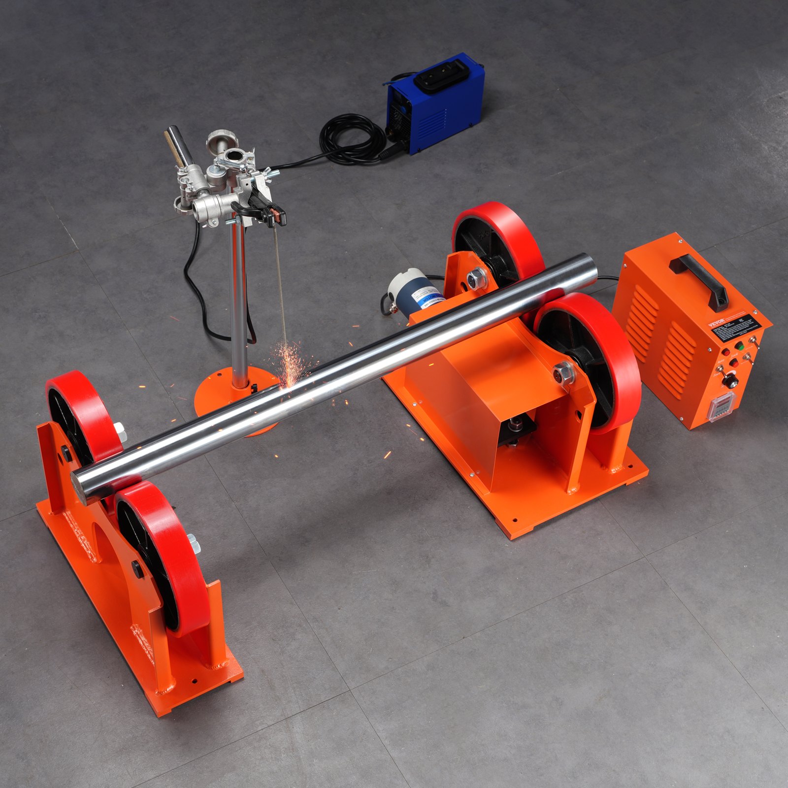 VEVOR 110V Turning Rolls Linkage Roller, 1000KG/2205LBS Loading Welding Turning Roll, 25-1400mm Diameter, 80-1600 mm/min Rotary Welding Positioner & Welding Torch Stand for Welding Equipment Support