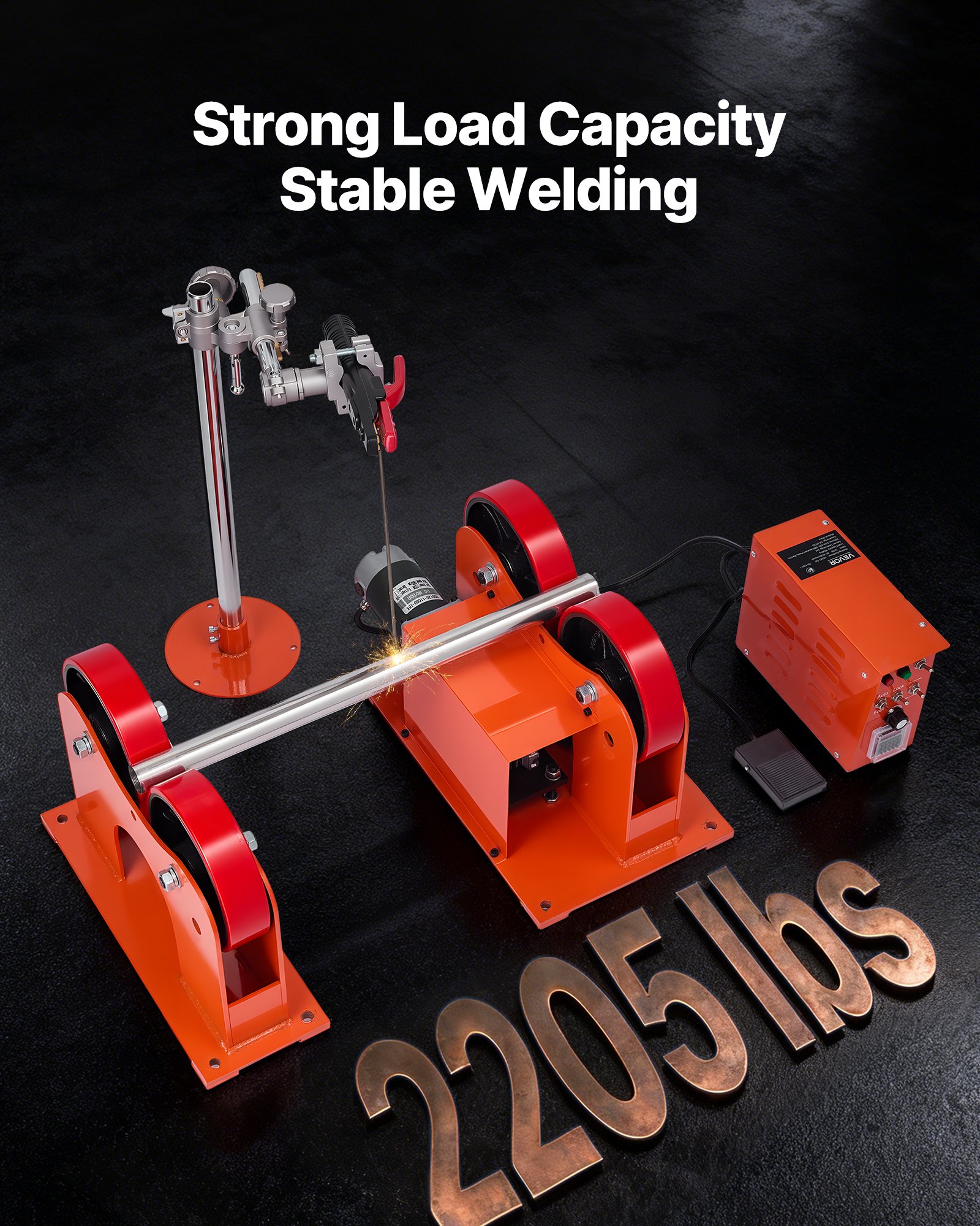 VEVOR Turning Rolls Linkage Roller, 2205 lbs Load Capacity, 2"-24" Diameter Adjustable, PU Rollers, Pipe Tank Turning Rolls Linkage Roller Rotary Welding Positioner, for Welding Equipment Support
