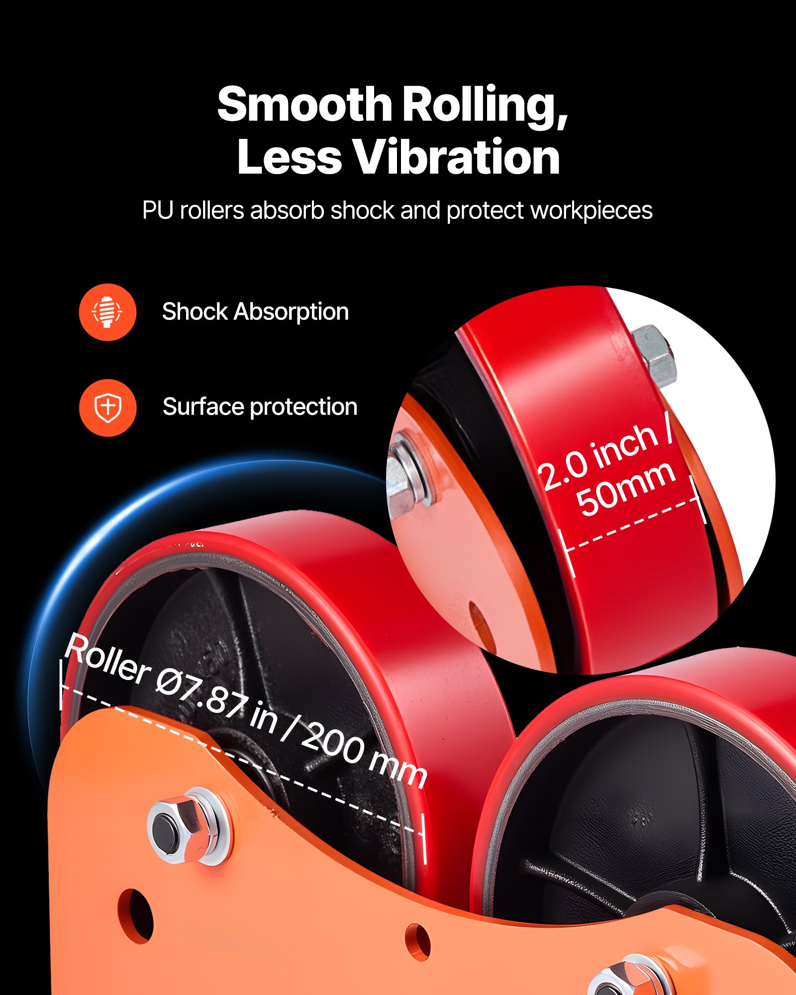VEVOR Turning Rolls Linkage Roller, 2205 lbs Load Capacity, 2"-24" Diameter Adjustable, PU Rollers, Pipe Tank Turning Rolls Linkage Roller Rotary Welding Positioner, for Welding Equipment Support