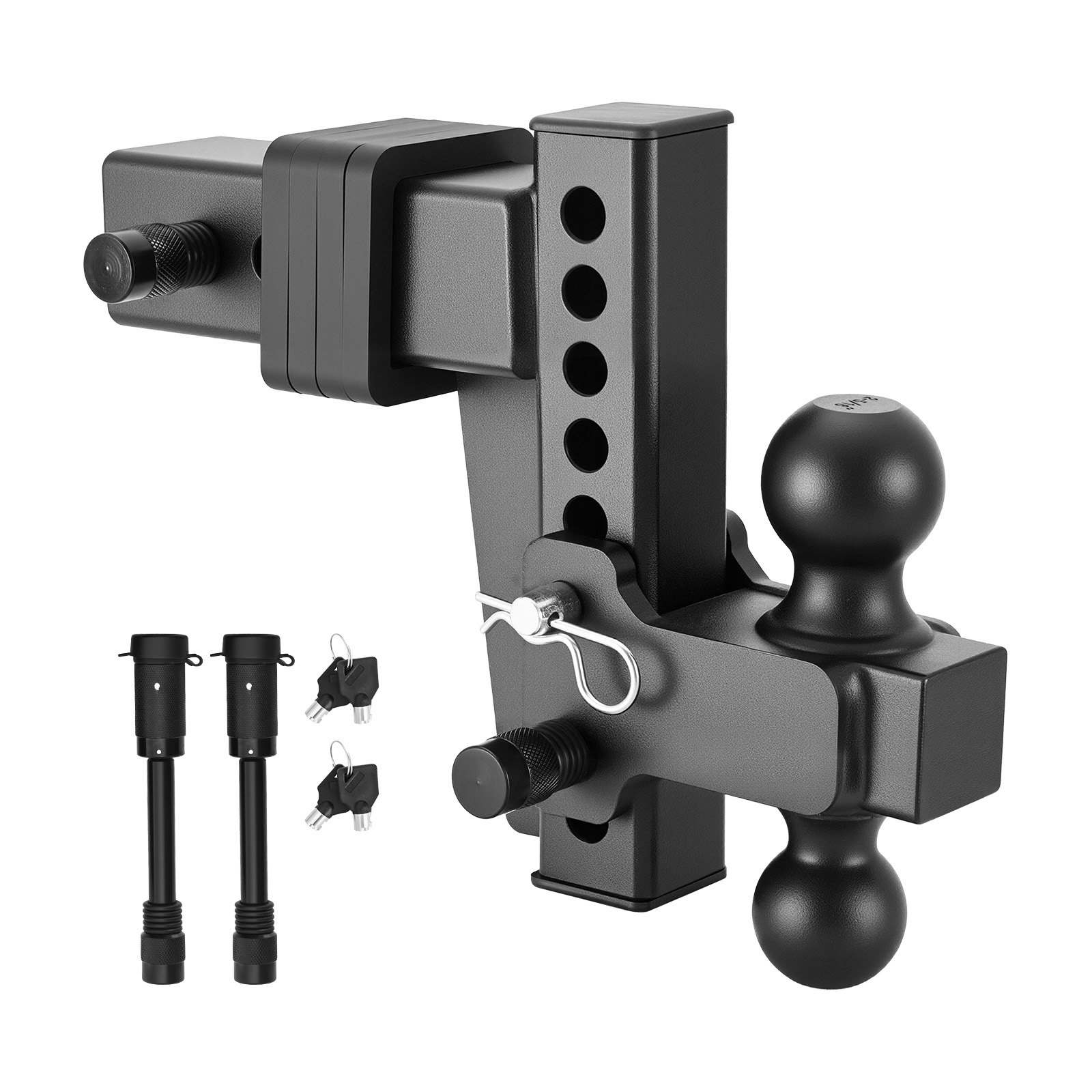 VEVOR Adjustable Trailer Hitch, Fit 2.5 Inch Receiver, Trailer Hitch Mount with 2 Inch & 2-5/16 Inch Balls, 28000 lbs GTW, 6 Inch Drop, Towing Ball Mounts for RVs, Off-Road Vehicles and Trucks, Black