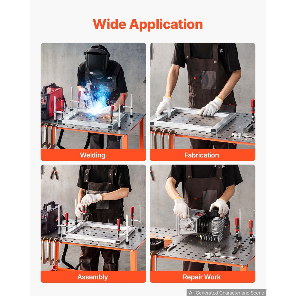 VEVOR Welding Table, 910 x 610mm Welding Workbench with 363 kg Weight Capacity, Heavy-Duty Steel Work Table Platform with 16mm Fixture Holes for Welding, Metal Fabrication, Assembly, Repair Tasks