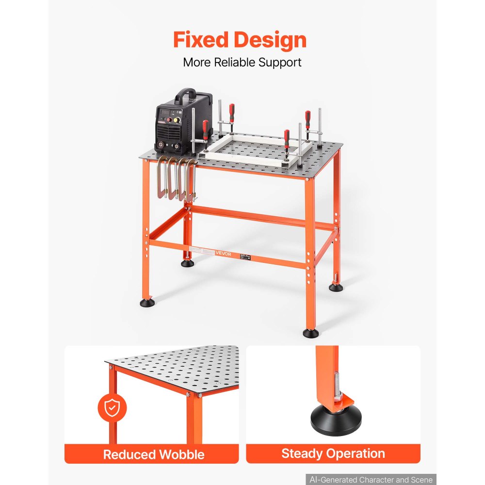 VEVOR Welding Table, 910 x 610mm Welding Workbench with 363 kg Weight Capacity, Heavy-Duty Steel Work Table Platform with 16mm Fixture Holes for Welding, Metal Fabrication, Assembly, Repair Tasks