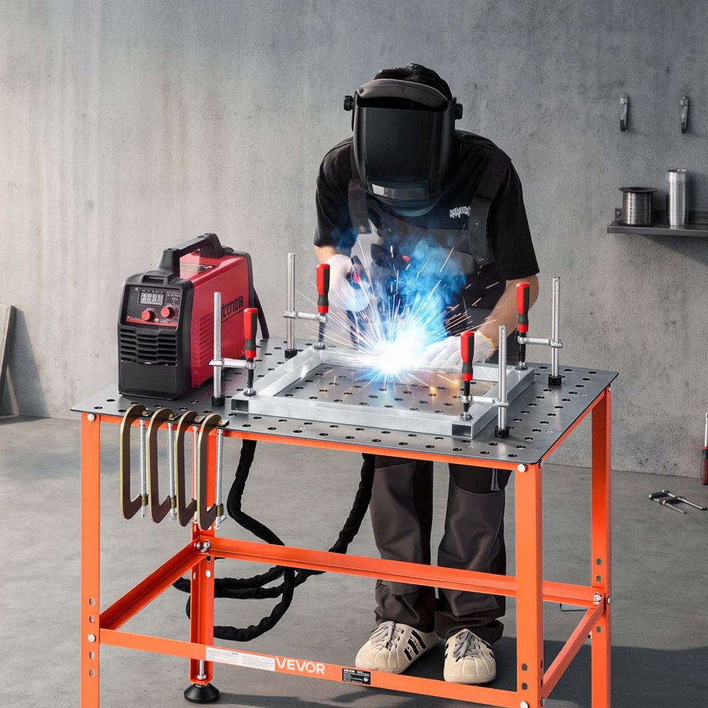 VEVOR Welding Table, 910 x 610mm Welding Workbench with 363 kg Weight Capacity, Heavy-Duty Steel Work Table Platform with 16mm Fixture Holes for Welding, Metal Fabrication, Assembly, Repair Tasks