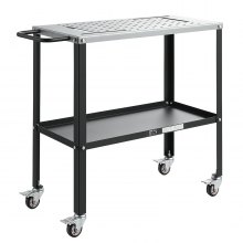 VEVOR Welding Table 36" x 18" Movable Welding Workbench 1200LBS Capacity, Heavy-Duty Steel Work Table Platform with 4 Lockable Casters, 4 Tool Slots, 0.63" Fixture Holes, Tool Tray for Workshops