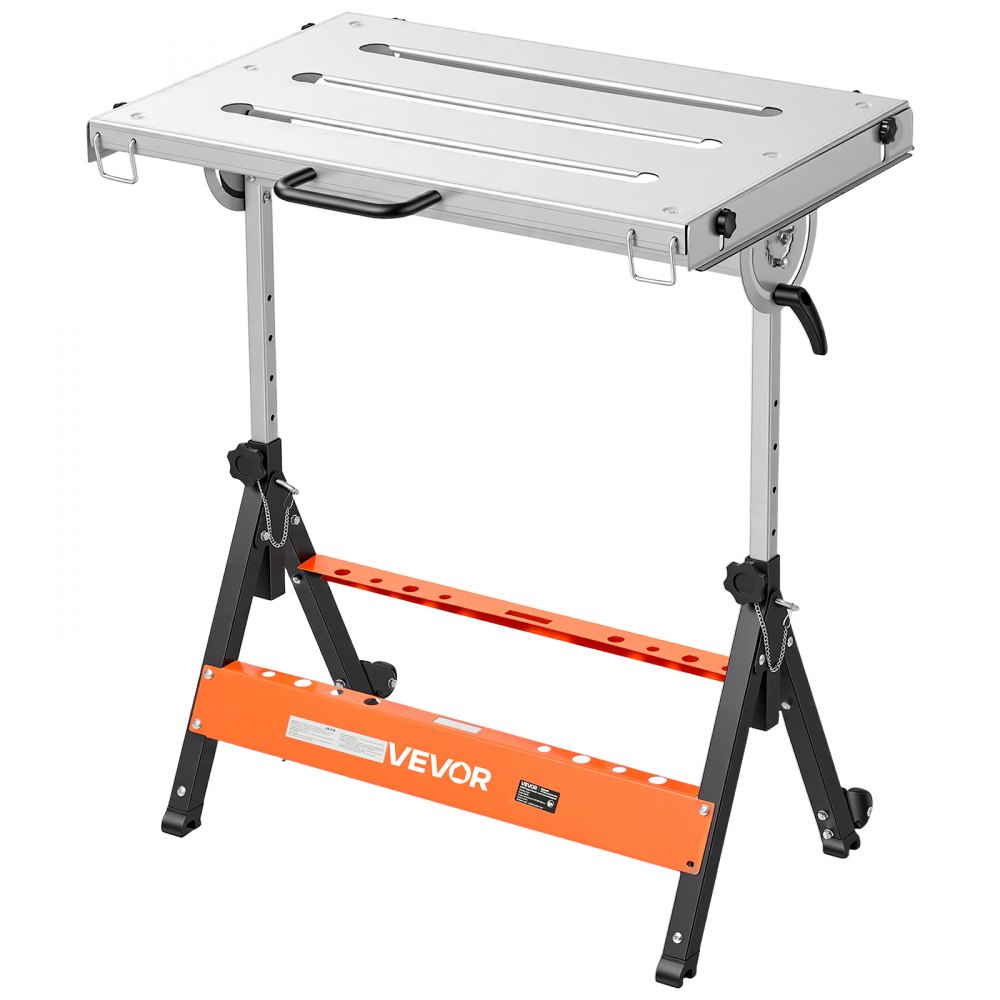VEVOR Foldable Welding Table 30" x 20" Welding Workbench 400LBS Capacity, 5-Level Height Adjustable Work Table with 3 Tilt Angles & 3 Tool Slots, Heavy-Duty Steel Platform for Welding Assembly Repair