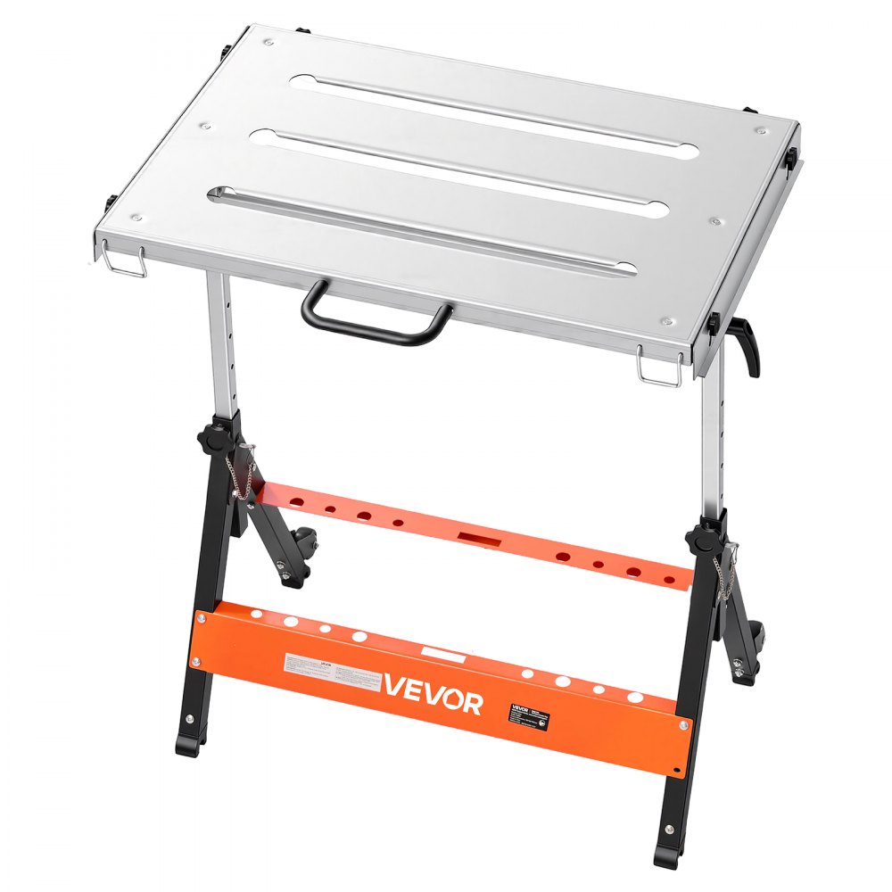 VEVOR Foldable Welding Table 30" x 20" Welding Workbench 400LBS Capacity, 5-Level Height Adjustable Work Table with 3 Tilt Angles & 3 Tool Slots, Heavy-Duty Steel Platform for Welding Assembly Repair