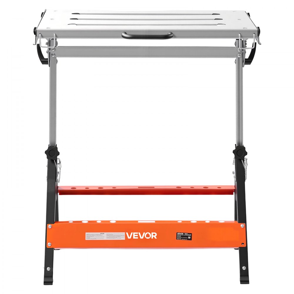 VEVOR Foldable Welding Table 30" x 20" Welding Workbench 400LBS Capacity, 5-Level Height Adjustable Work Table with 3 Tilt Angles & 3 Tool Slots, Heavy-Duty Steel Platform for Welding Assembly Repair