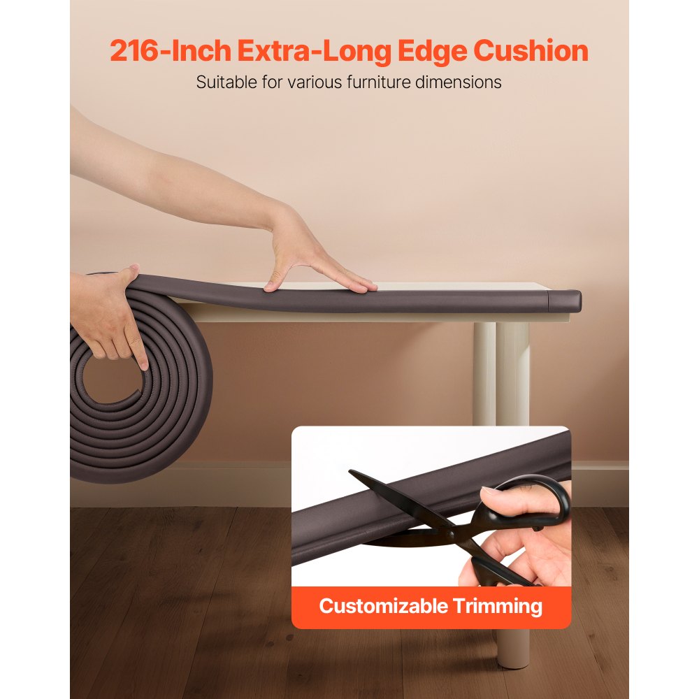 Protector de esquinas VEVOR para bebés, 5,5 m de cojín, 8 almohadillas para esquinas, espuma NBR suave, adhesivo 3M, protectores de mesa a prueba de niños, fácil instalación, para muebles y chimeneas.