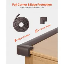 VEVOR Baby Proofing Edge Corner Protector, 18 ft Edge Cushion, 8 Corner Pads, Soft NBR Foam, 3M Adhesive, Child Proof Table Safety Bumper Guards, Easy Installation, for Furniture Fireplace Protection
