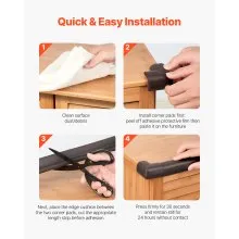 VEVOR Baby Proofing Edge Corner Protector, 18 ft Edge Cushion, 8 Corner Pads, Soft NBR Foam, 3M Adhesive, Child Proof Table Safety Bumper Guards, Easy Installation, for Furniture Fireplace Protection