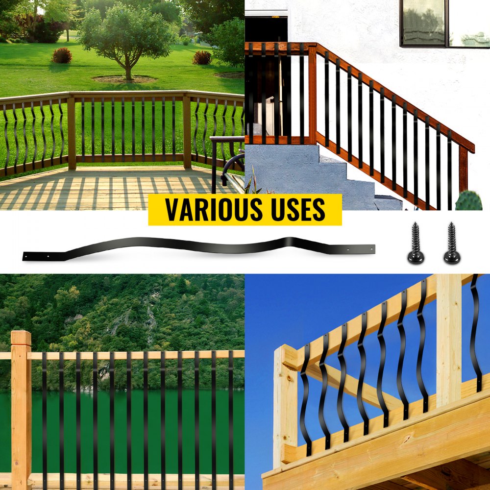 VEVOR Deck Balusters, 61 Pack Metal Deck Spindles, 29.5\"x1\" Staircase Baluster with Screws, Aluminum Alloy Deck Railing for Wood and Composite Deck, Stylish Baluster for Outdoor Stair Deck Porch