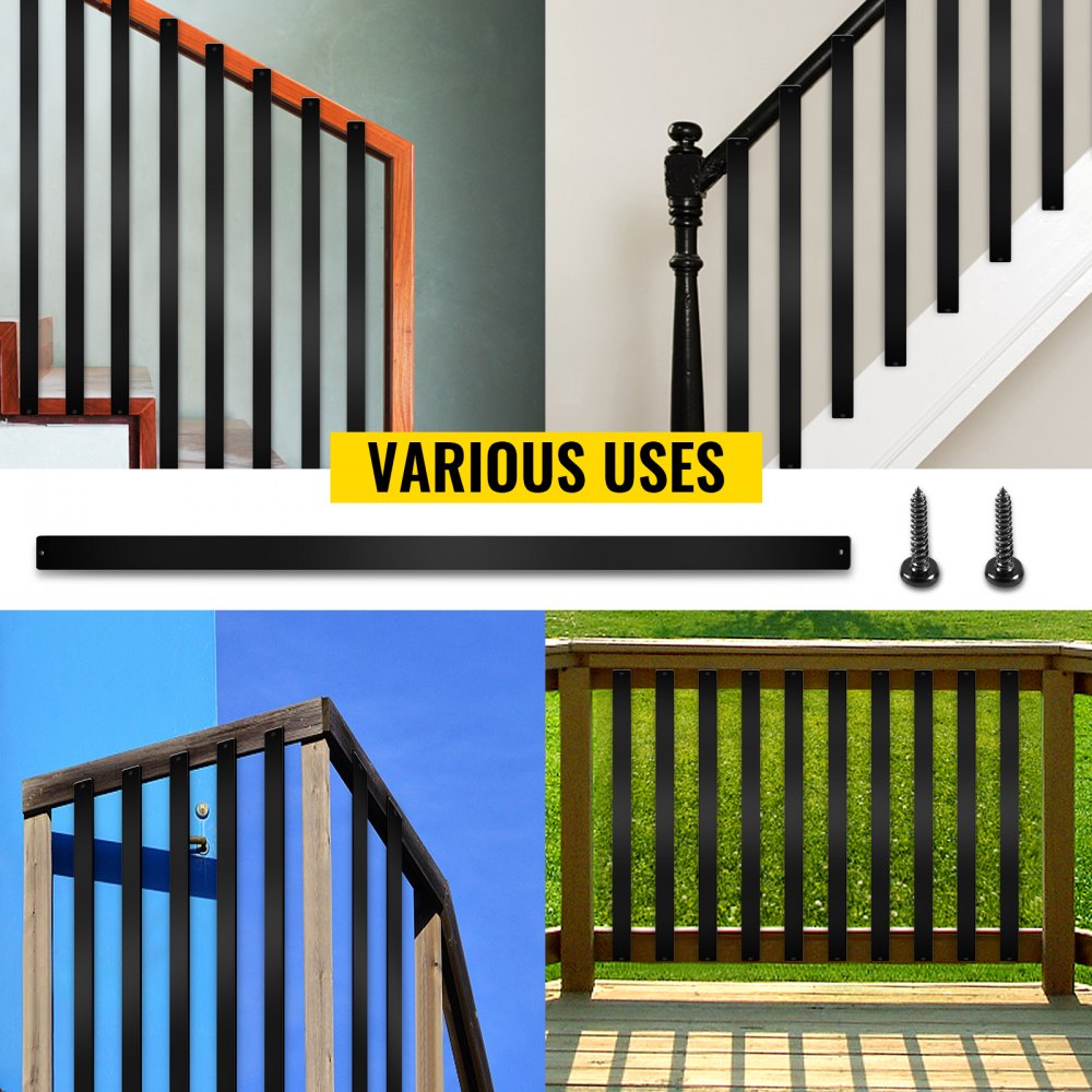 VEVOR Deck Balusters, 76 Pack Metal Deck Spindles, 29.5"x1"x0.2" Staircase Baluster with Screws, Aluminum Alloy Deck Railing for Wood and Composite Deck, Stylish Baluster for Outdoor Stair Deck Porch