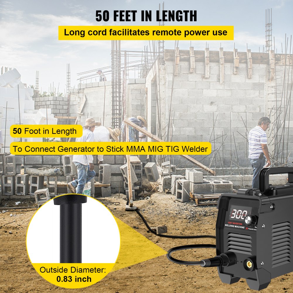 VEVOR Welder Extension Cord 40Amp 50ft 250V, Welding Power Cord with NEMA 6-50 Plug 8 Gauge 3 Prong for MIG,Lincoln,Plasma,Miller,TIG Tested to UL Standards