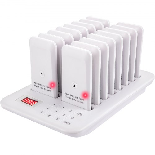 VEVOR Restaurant Pager 16 Coasters Paging System Max 98 Nursery Pager Wireless Paging Queuing Calling System 350-500m with Vibration, Flashing and Buzzer for Social Distance Food Truck Hotels Cafes
