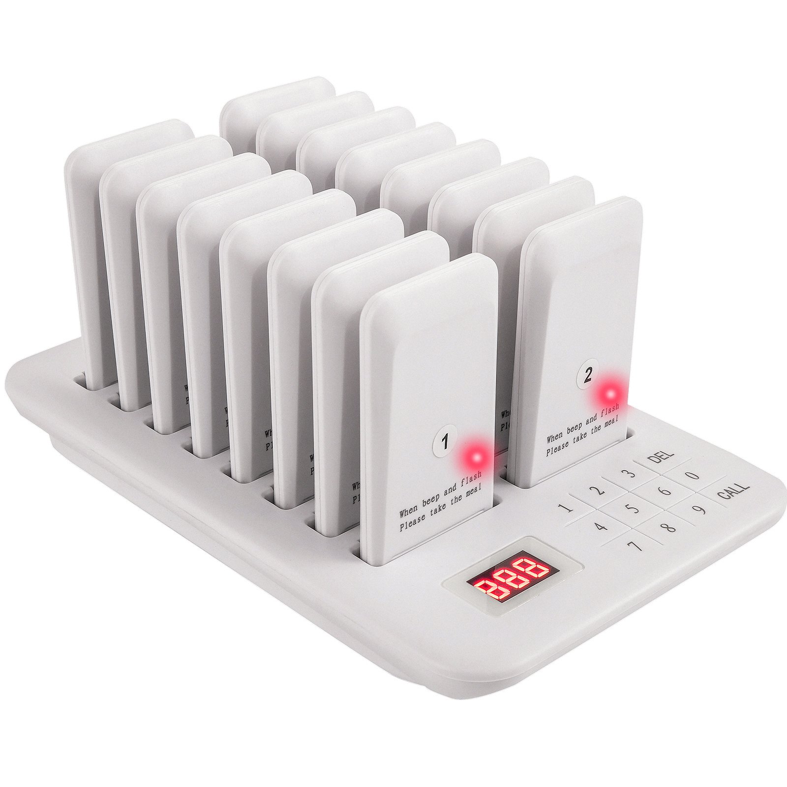VEVOR Restaurant Pager 16 Coasters Paging System Max 98 Nursery Pager Wireless Paging Queuing Calling System 350-500m with Vibration, Flashing and Buzzer for Social Distance Food Truck Hotels Cafes