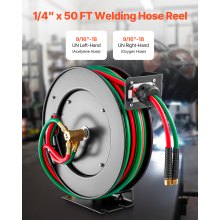 Retractable Welding Hose Reel 1/4 in x 50FT Oxygen Acetylene Rubber Hose T Grade