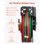 VEVOR Retractable Welding Hose Reel, 1/4-Inch x 50FT Twin Oxygen Acetylene Rubber Hose Max 300PSI - R Grade, Ceiling/Wall Mount Heavy Duty Steel Hose Reel Auto-Rewind, Ideal for Workshops Garages