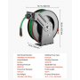 VEVOR Retractable Welding Hose Reel, 1/4-Inch x 50FT Twin Oxygen Acetylene Rubber Hose Max 300PSI - R Grade, Ceiling/Wall Mount Heavy Duty Steel Hose Reel Auto-Rewind, Ideal for Workshops Garages