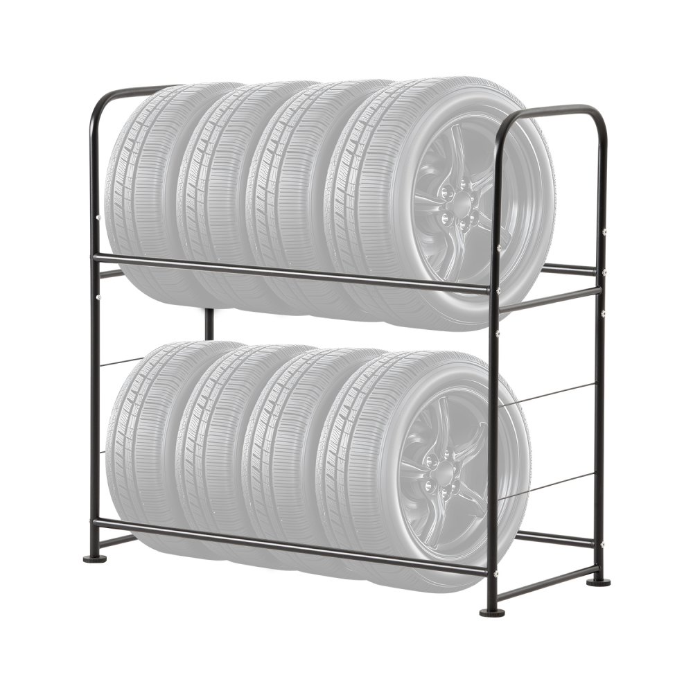 Tire Storage Rack 2-Shelf Tire Holder Stand Holds up to 8 Standard Tires