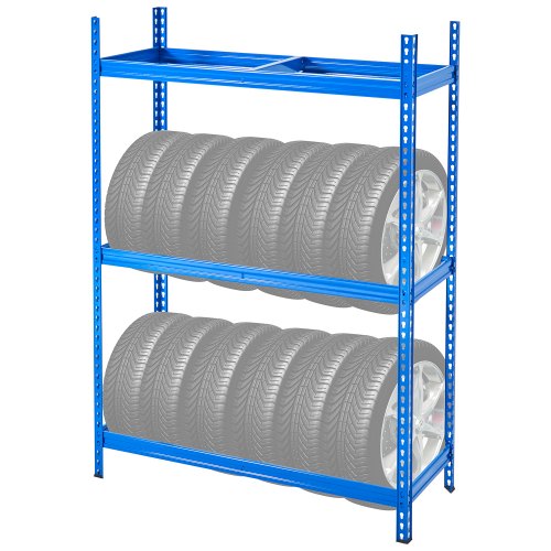 VEVOR Tire Storage Rack, 2-Shelf Tire Holder Holds up to 12 Standard Tires, SPCC-SD Heavy Duty Metal Tire Carrier Stand with Adjustable Spacing for Garage Workshop, 330LBS Loading Capacity