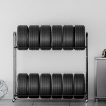 VEVOR Rolling Tire Storage Rack 2-Shelf Tire Holder Hold up to 12 Standard Tires