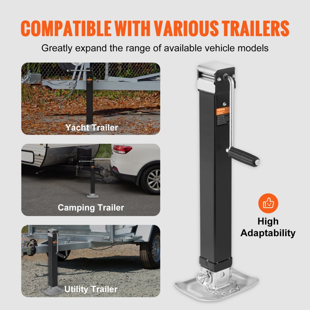 VEVOR Trailer Jack, Trailer Tongue Jack Welding-on 3628.7 kg Weight Capacity, Trailer Jack Stand with Handle for lifting RV Trailer, Horse Trailer, Utility Trailer, Yacht Trailer