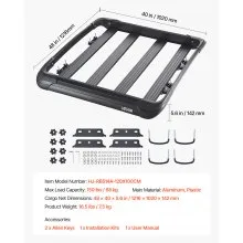 Universal Roof Rack Cargo Carrier Basket 48 x 40 x 5.6 in Car Top Luggage Holder