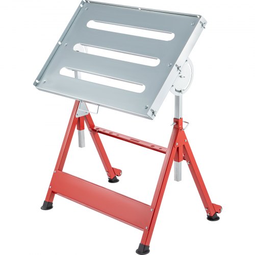 VEVOR Welding Table 760 x 510 mm Steel Welding Table Three 1.1 in. / 28mm Slots Welding Bench Table Adjustable Angle & Height Portable Table, Casters, Retractable Guide Rails, Eccentric Leveling Foot