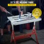VEVOR 31'' x 23'' Welding Bench Table Steel Welding Table Casters, Retractable Guide Rails, Eccentric Leveling Foot Nine 1.1 in. / 28mm Slots Welding Bench Adjustable Angle & Height Portable Table