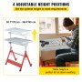 VEVOR Welding Table 36 x 24 in. Steel Welding Table Three 1.1 in. / 28mm Slots Welding Bench Table Adjustable Angle & Height Portable Table, Casters, Retractable Guide Rails, Eccentric Leveling Foot