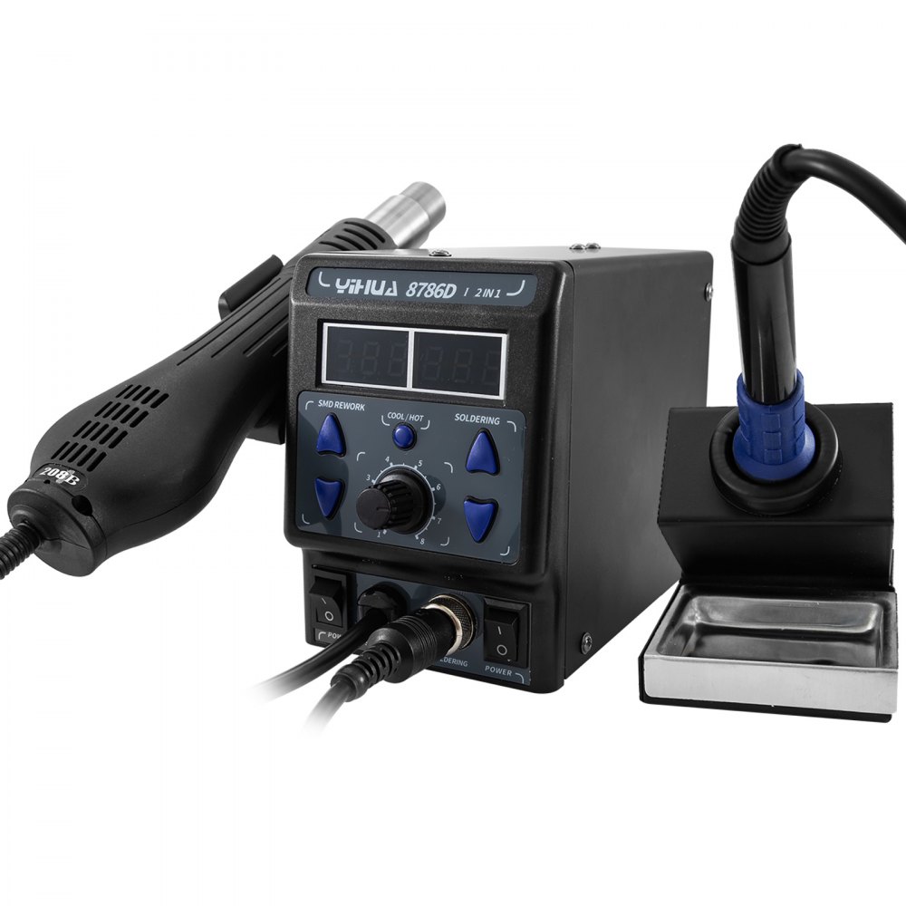 YIHUA 8786D-I Hot Air Gun Desoldering Iron Rework Station 2 in 1 700W Soldering