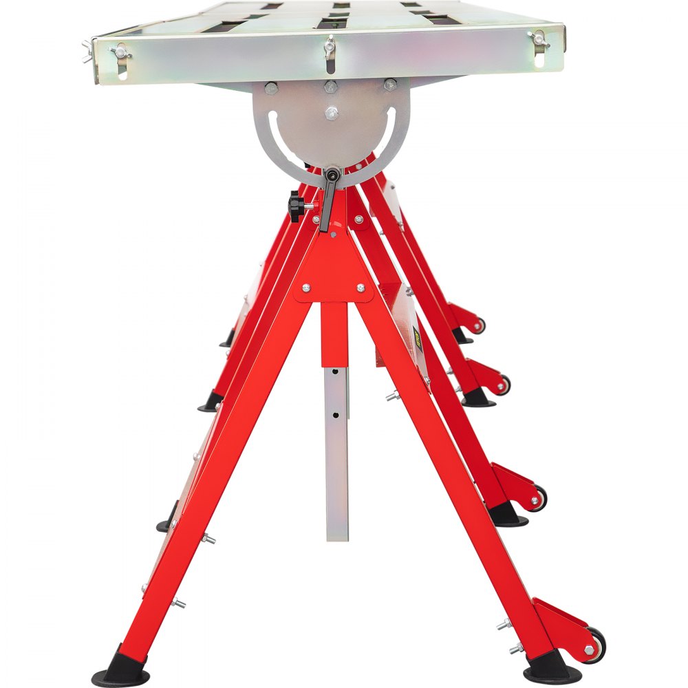 VEVOR Welding Table 90\'\' x 20\'\' Steel Welding Table Nine 1.1 in. / 28mm Slots Welding Bench Table Adjustable Angle & Height Portable Table, Casters, Retractable Guide Rails, Eccentric Leveling Foo
