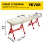VEVOR Welding Table 90\'\' x 20\'\' Steel Welding Table Nine 1.1 in. / 28mm Slots Welding Bench Table Adjustable Angle & Height Portable Table, Casters, Retractable Guide Rails, Eccentric Leveling Foo