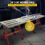 VEVOR Welding Table 90'' x 20'' Steel Welding Table Nine 1.1 in. / 28mm Slots Welding Bench Table Adjustable Angle & Height Portable Table, Casters, Retractable Guide Rails, Eccentric Leveling Foot