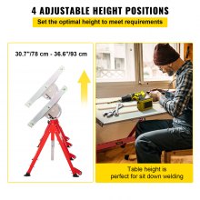 VEVOR Welding Table 90'' x 20'' Steel Welding Table Nine 1.1 in. / 28mm Slots Welding Bench Table Adjustable Angle & Height Portable Table, Casters, Retractable Guide Rails, Eccentric Leveling Foot