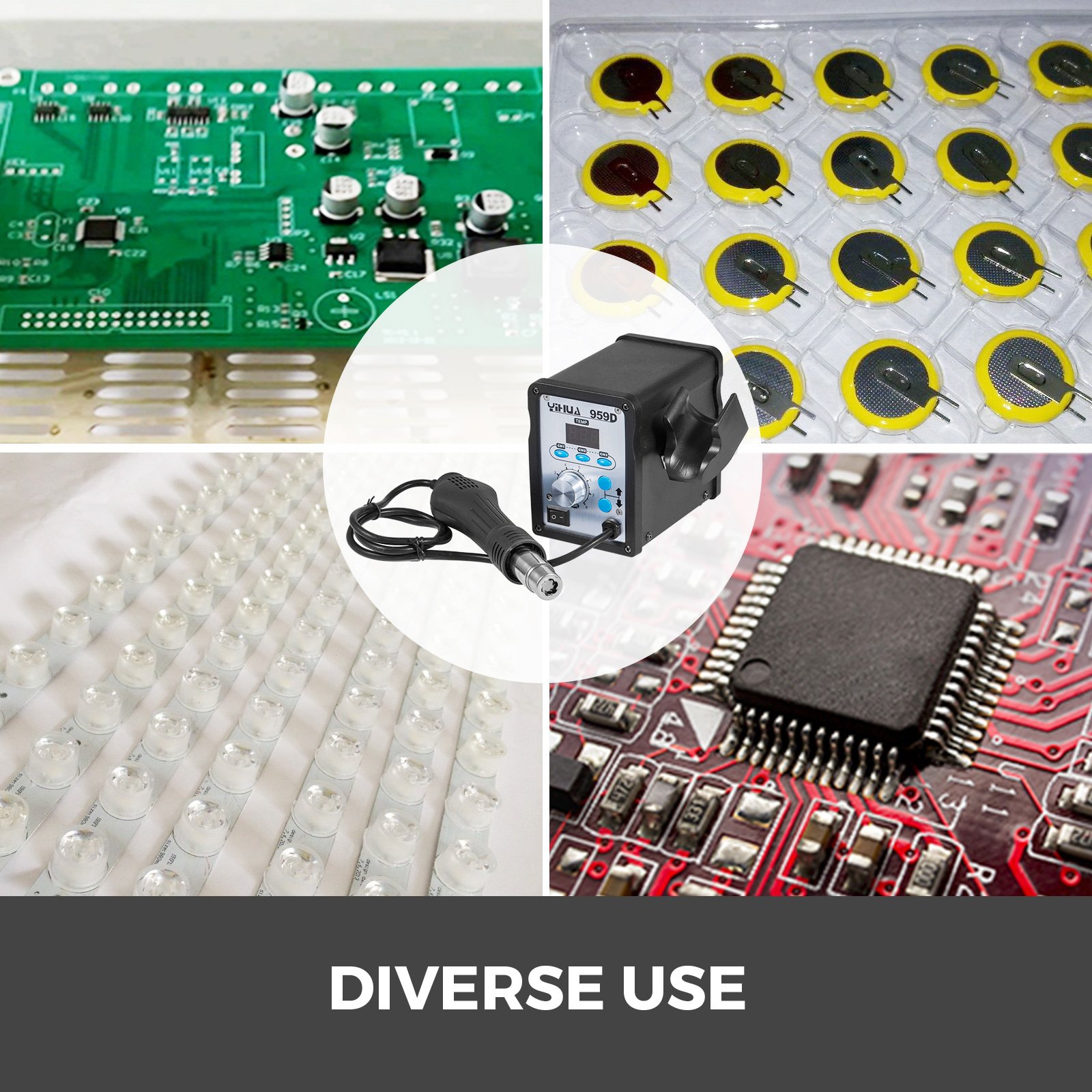 YIHUA 959D Hot Air Gun SMD Soldering Desoldering Rework Station 120L/min 650W