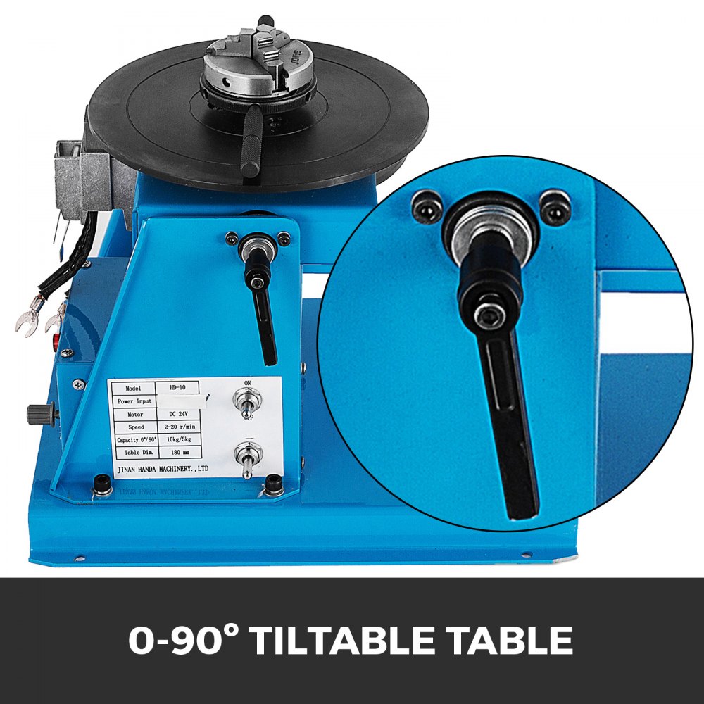 VEVOR 10 KG Rotary Welding Positioner Turntable Table, Mini 2.5 Inch 3 Jaw Lathe Chuck with Pedal, Manual 0-90ºWelding Positioner Chuck 2.5" 3 Jaw Lathe Chuck 180mm Portable Welder Positioner